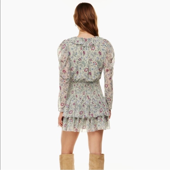Aritzia Wilfred Poem Dress Floral Print Ruffle Sz L - Picture 8 of 12